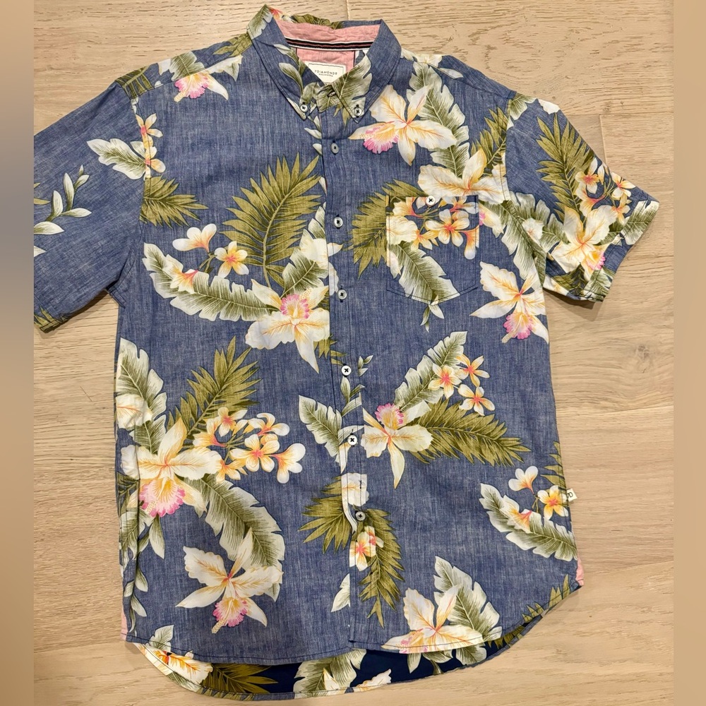 Blue floral light button down